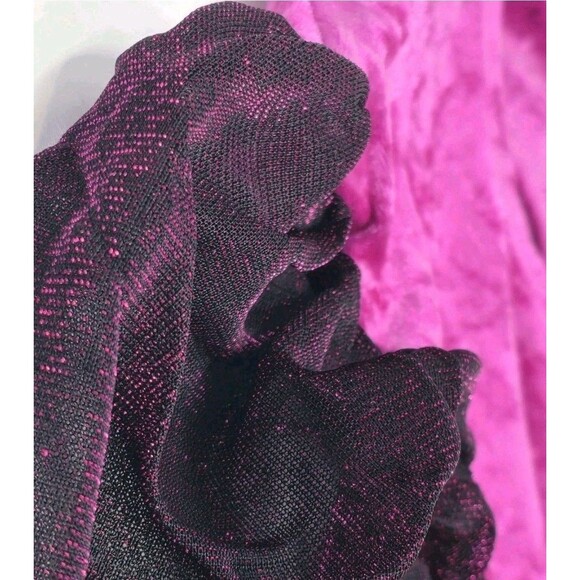 Gilda Marx VTG High Neck Velvet Keyhole Mesh Skate Dress Fuchsia Adult XS (Y/J) - Picture 5 of 12